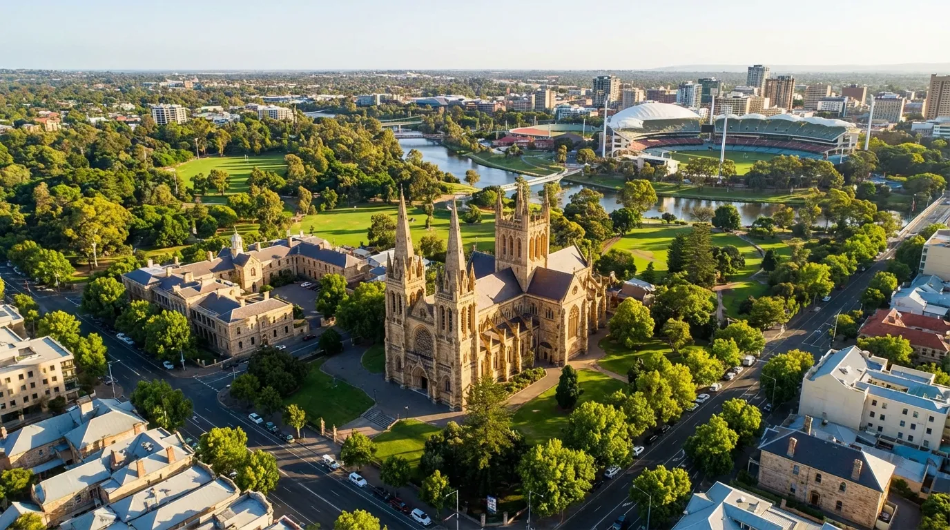 Image: An aerial view of North Adelaide, showing St. Peter