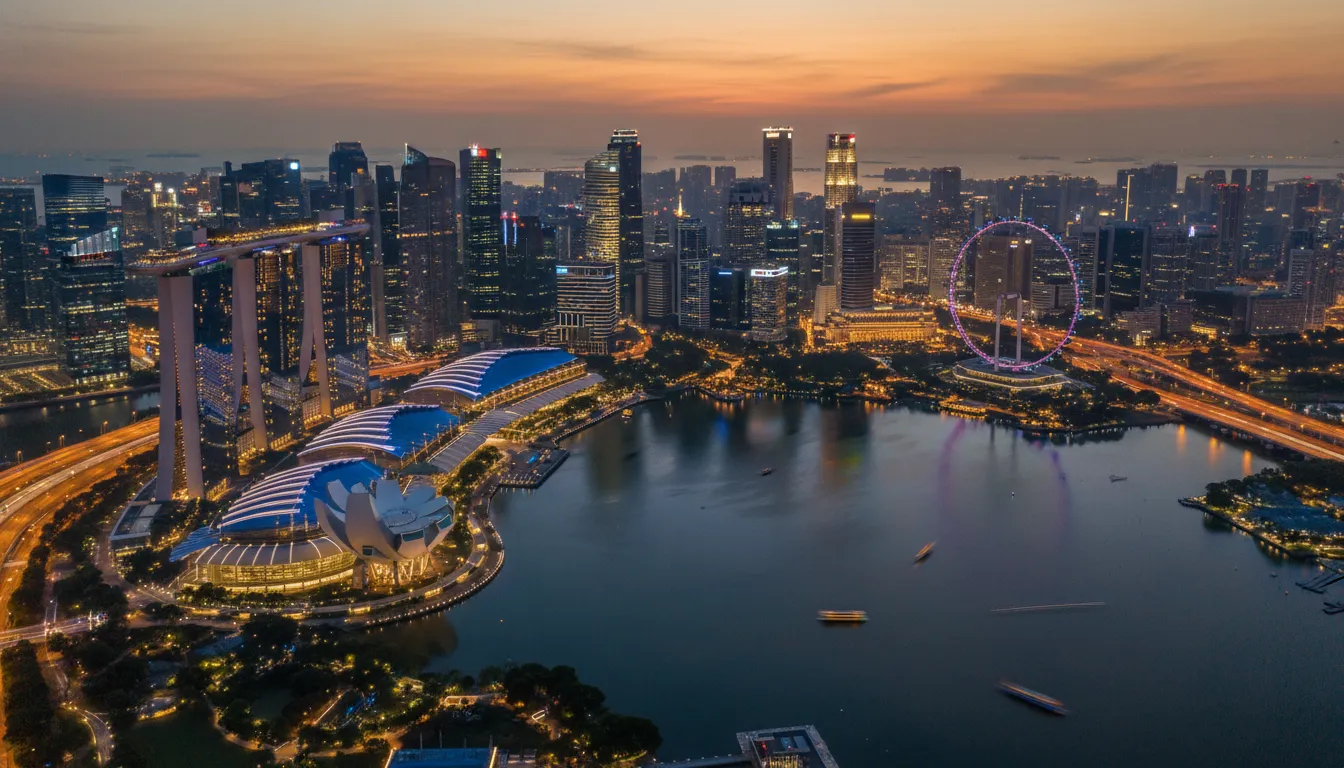Image: A wide-angle aerial shot of Singapore