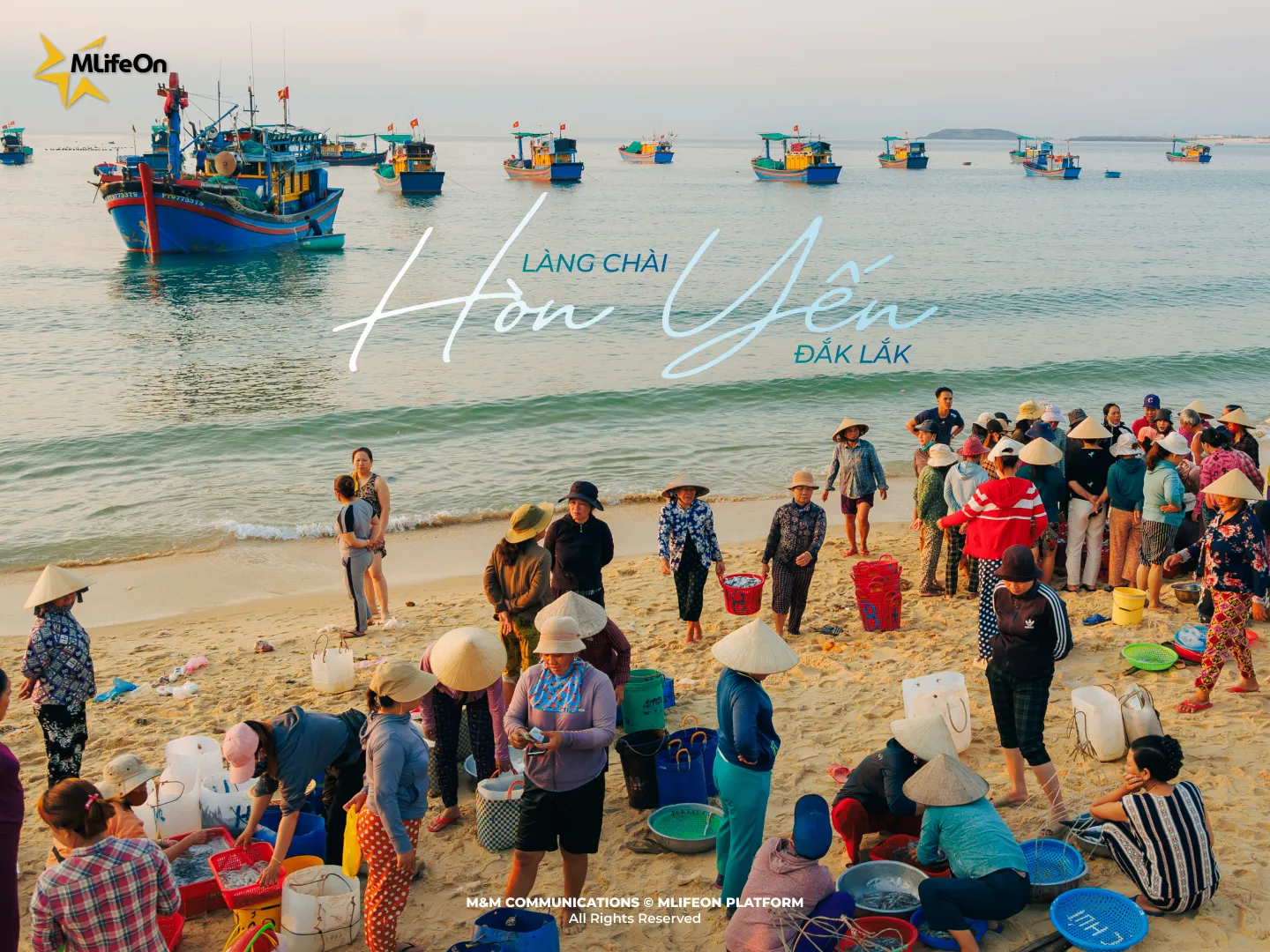 WANDER INTO HON YEN FISHING VILLAGE – WHERE MORNINGS BEGIN WITH THE RHYTHMIC PULL OF FISHING NETS ALONG THE SHORE.